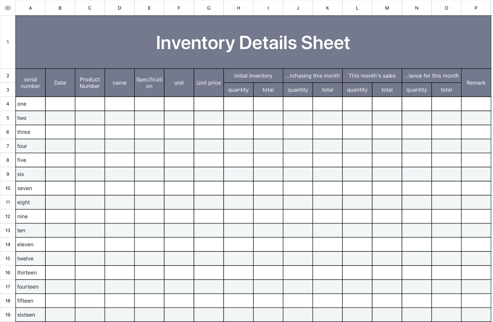Inventory Detail Table for Sales and Purchase